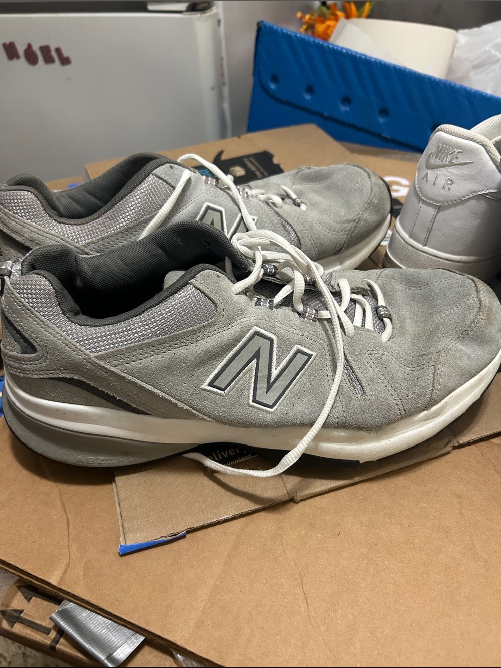 New Balance Men's Light Grey Suede Athletic Sneakers